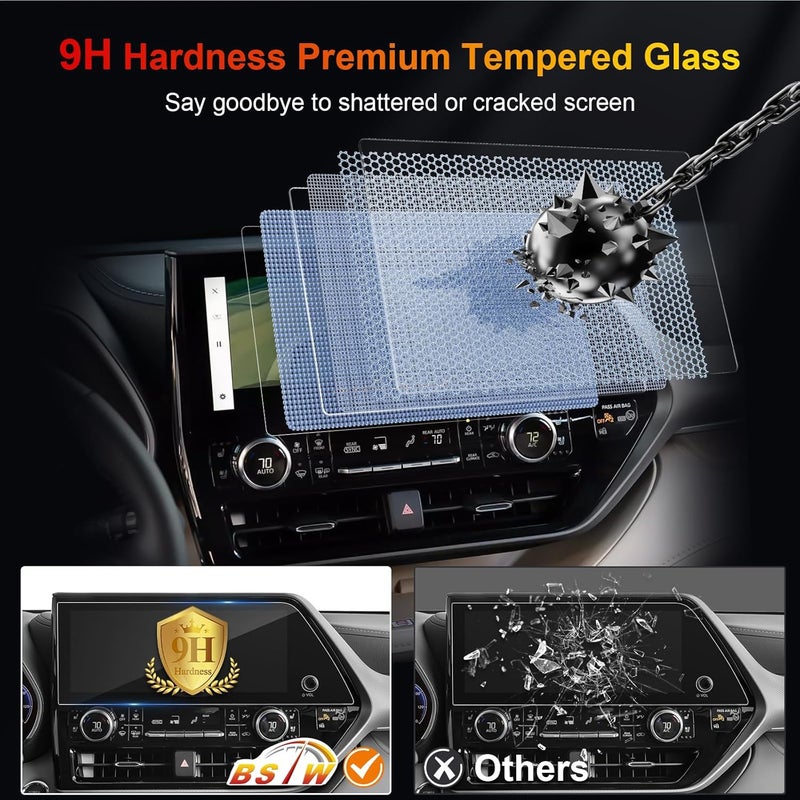 BSTW for 2025 Toyota Highlander Screen Protector 2023-2025 Highlander Limited/Platinum 12.3-in for 2025 Toyota Highlander Hybrid Accessories 9H Tempered Glass Protective Film - Image 4